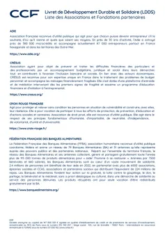 Liste des Associations et Fondations partenaires LDDS