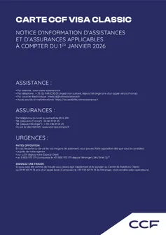 Notice d'assistances et d'assurances CCF Visa Classic