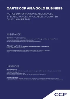 Notice d'assistances et d'assurances CCF Visa Gold Business