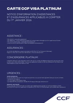 Notice d'assistances et d'assurances CCF Visa Platinum
