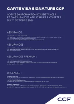 Notice d'assistances et d'assurances Visa Signature CCF