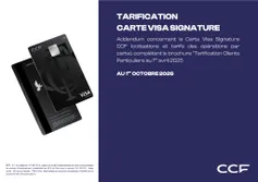 Tarification Carte Visa Signature au 1er octobre 2026