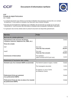 Document d'Information Tarifaire au 30 novembre 2025