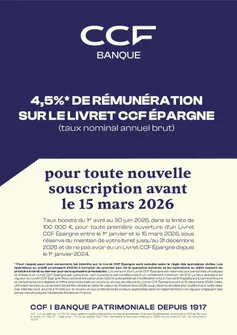 Dépliant Livret CCF Epargne (offre jusqu'au 15 mars 2026)