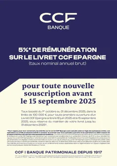 Flyer Livret CCF Epargne (5% si ouverture avant le 15 septembre 2025)