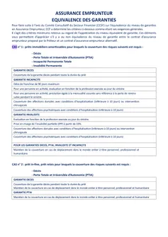 Fiche équivalence Garanties Assur emprunteur
