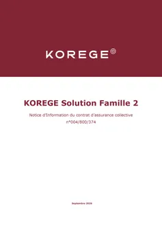 Notice d'information KOREGE Solution Famille 2