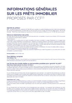 CCF Informations générales Prêts immobiliers