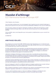 Mandat Arbitrage CCF Patrimoine Monde et Europe KSP