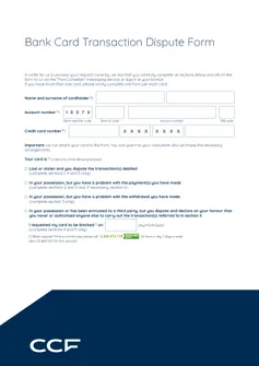 EN : Lettre de contestation d’opérations par carte bancaire