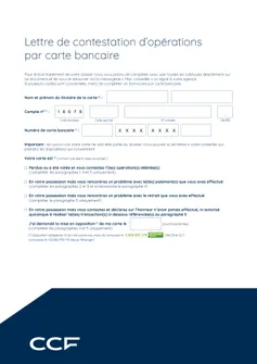 Lettre de contestation d’opérations par carte bancaire