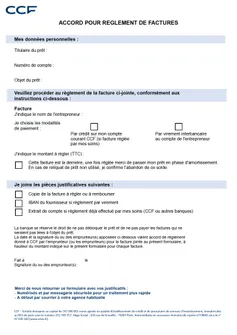 Accord pour règlement de facture