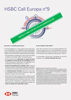 Brochure HSBC Call Europa 9 - Produit ne plus commercialisé