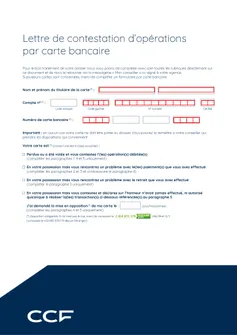 Lettre de contestation d’opérations par carte bancaire